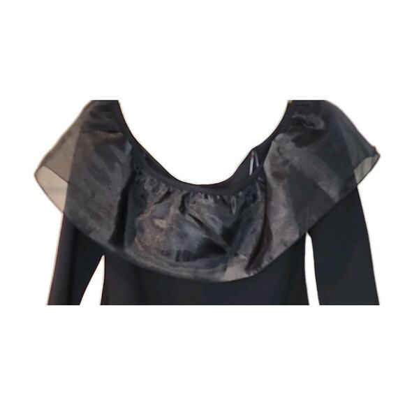 J Crew size Med black knit/organza ruffle off-the-shoulder top - Picture 2 of 5
